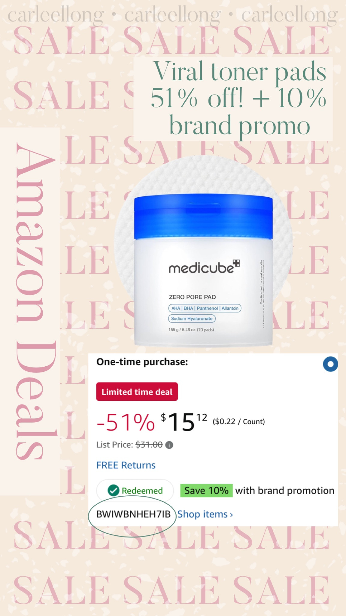 medicube toner pads on a huge amazon sale! 

#LTKBeauty #LTKSaleAlert #LTKU