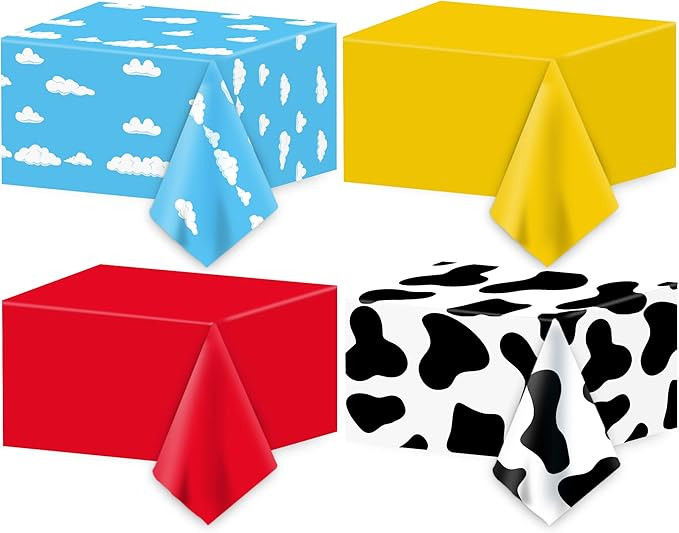 4Pcs Cartoon Story Tablecloth Birthday Party Decor Toy Inspire Game Story Tablecloth Plastic Blue... | Amazon (US)