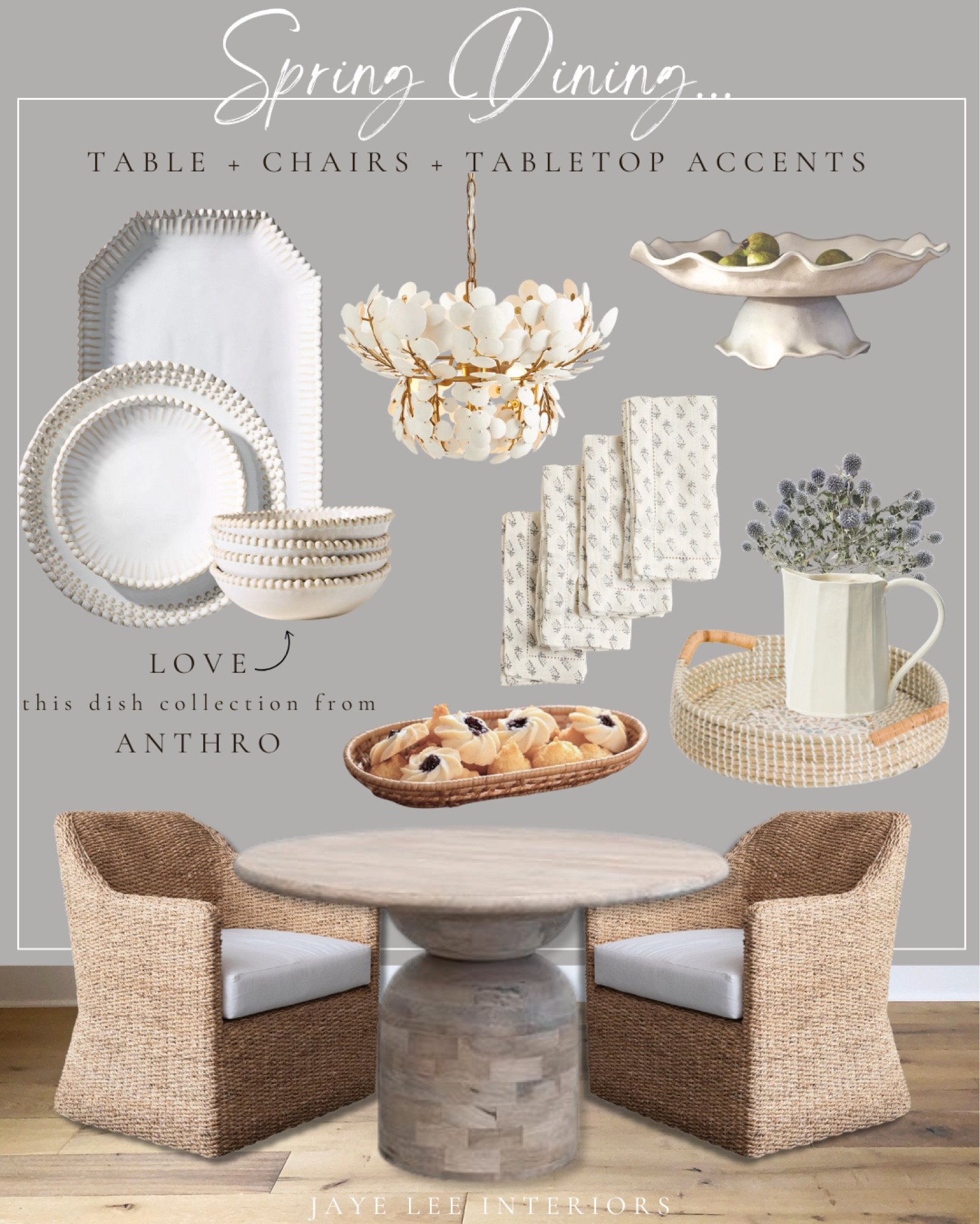 Looks I'm loving for Spring Dining, Easter Brunch, Garden Parties, etc...

Anthropologie tabletop, tablescape, Spring dinner party, linen napkins, serving platter, footed bowl, Tabletop decor, indoor/outdoor chairs, woven dining chair, rattan dining chair, Creative Co-op furniture, walmart , bread basket, chandelier, dining room design, dining room decor, dining room lighting, pasta bowl, dinner plate, dessert plate, McGee and Co ceramic pitcher, a floral dried stems, cottage style, coastal style, casual dining room 

 

#LTKHome #LTKFindsUnder100 #LTKSeasonal