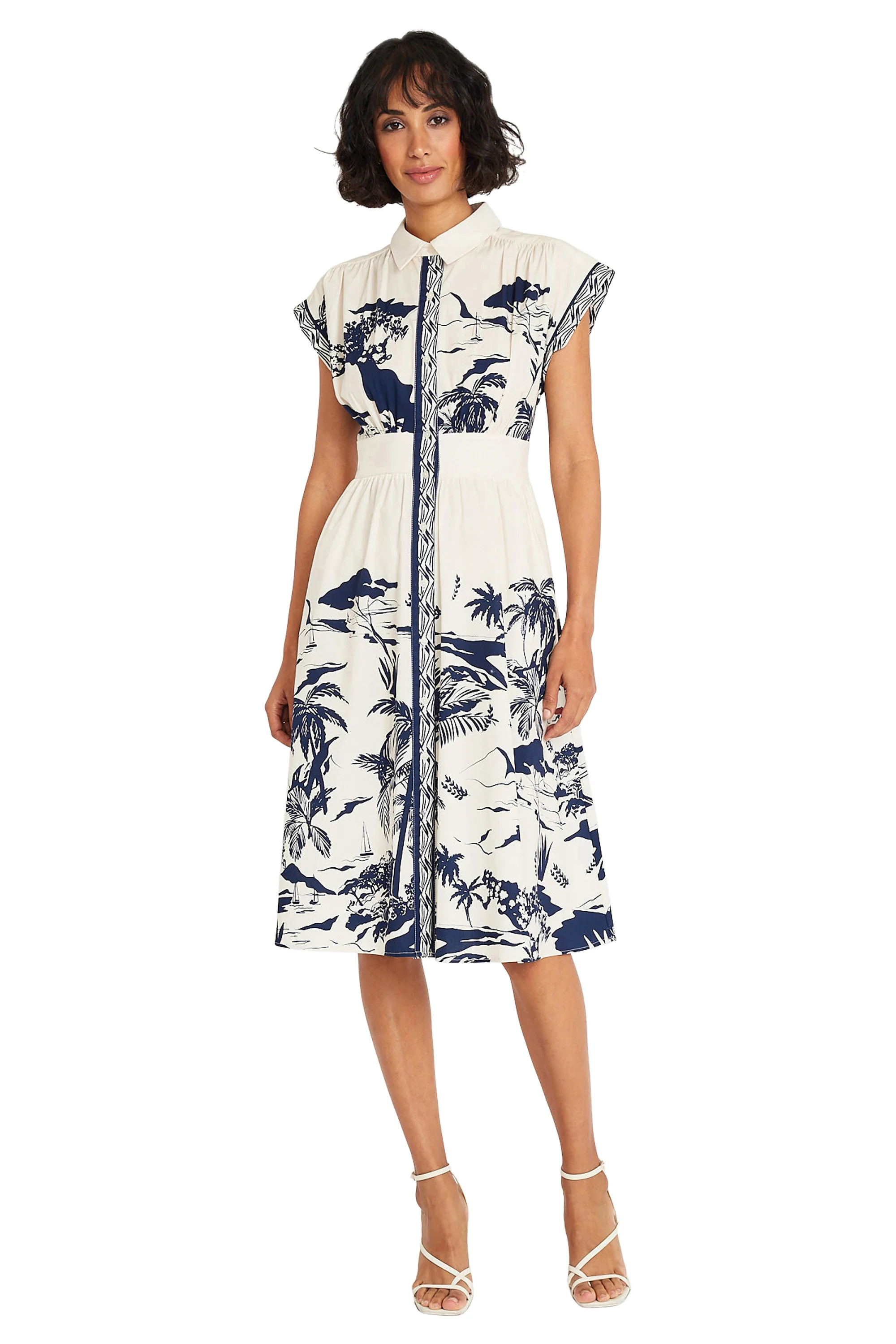 Dulcie Cotton Shirtdress in Riviera Border | Maggy London | Maggy London