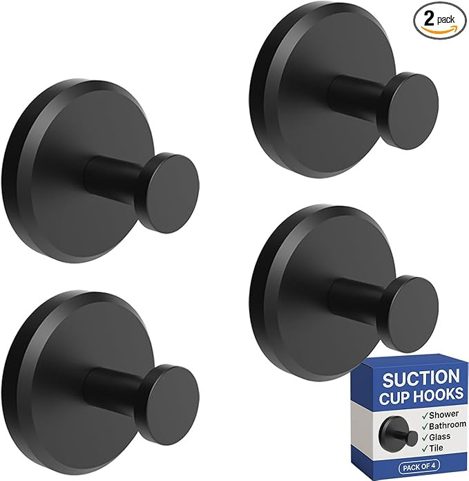 HOME SO Suction Cup Hooks for Shower, Bathroom, Kitchen, Glass Door, Mirror, Tile – Loofah, Tow... | Amazon (US)