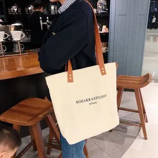 Lettering Canvas Tote Bag | YesStyle Global