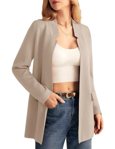 GRACE KARIN Women's 2024 Fall Long Sleeve Knit Cardigan Coat Open Front Notch Collar Sweater Blaz... | Amazon (US)