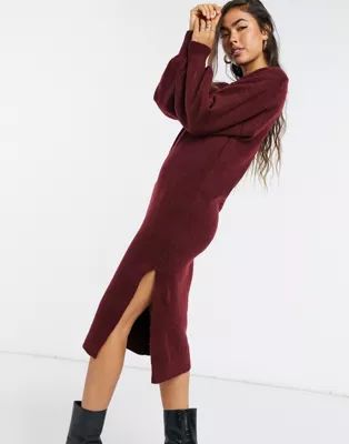 ASOS DESIGN crew neck midi dress with volume sleeve | ASOS (Global)