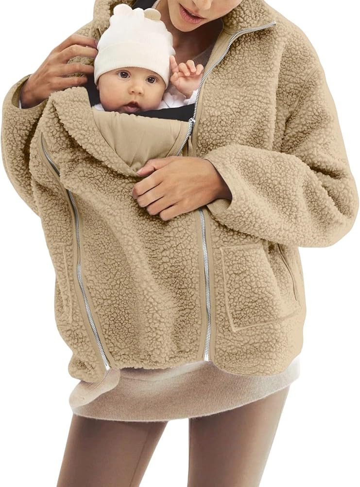 Baby Wearing Jacket Women Thicken 2 in 1 Maternity Winter Coat Zip Up Babywearing Jacket Sherpa K... | Amazon (US)