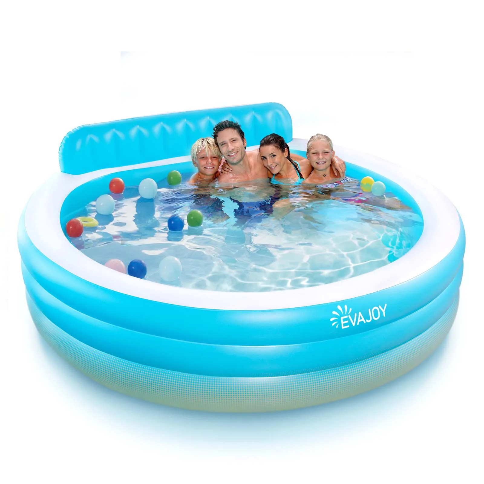 Sable Inflatable Pool, Family Lounge Swimming Pool with Seat for Kids Aldult, Round, 7.33 x 7.11 ... | Walmart (US)