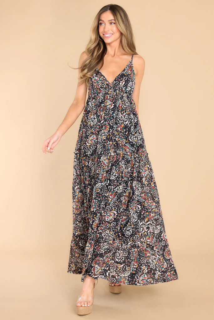 Called Away Black Multi Print Maxi Dress | Red Dress 