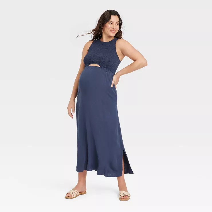 Sleeveless Smocked Cut Out Maternity Dress - Isabel Maternity by Ingrid & Isabel™ | Target