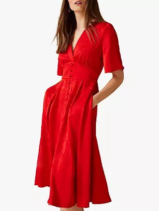 Phase Eight Caprice Jacquard Dress, Red | John Lewis UK