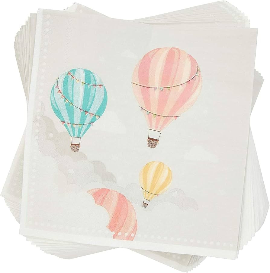 Hot Air Balloon Paper Napkins for Baby Shower Party (6.5 x 6.5 In, 100 Pack) | Amazon (US)