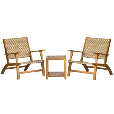 3 Piece Wooden Garden Bistro Set Acacia Wood Table Chair Patio Outdoor Furniture  | eBay | eBay UK