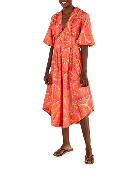 Farm Rio Bright Forest Midi Dress | Neiman Marcus