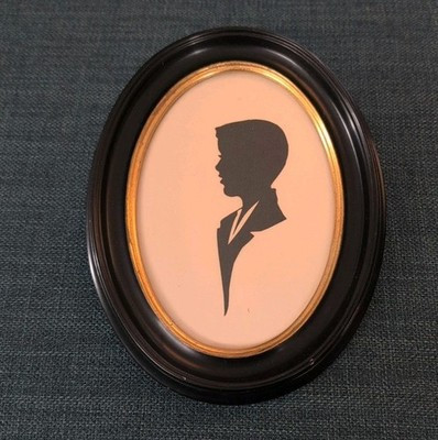 Vtg 1950's Silhouette Portrait Hand Cut Black Side Profile Handsome Boy Son Oval | eBay US