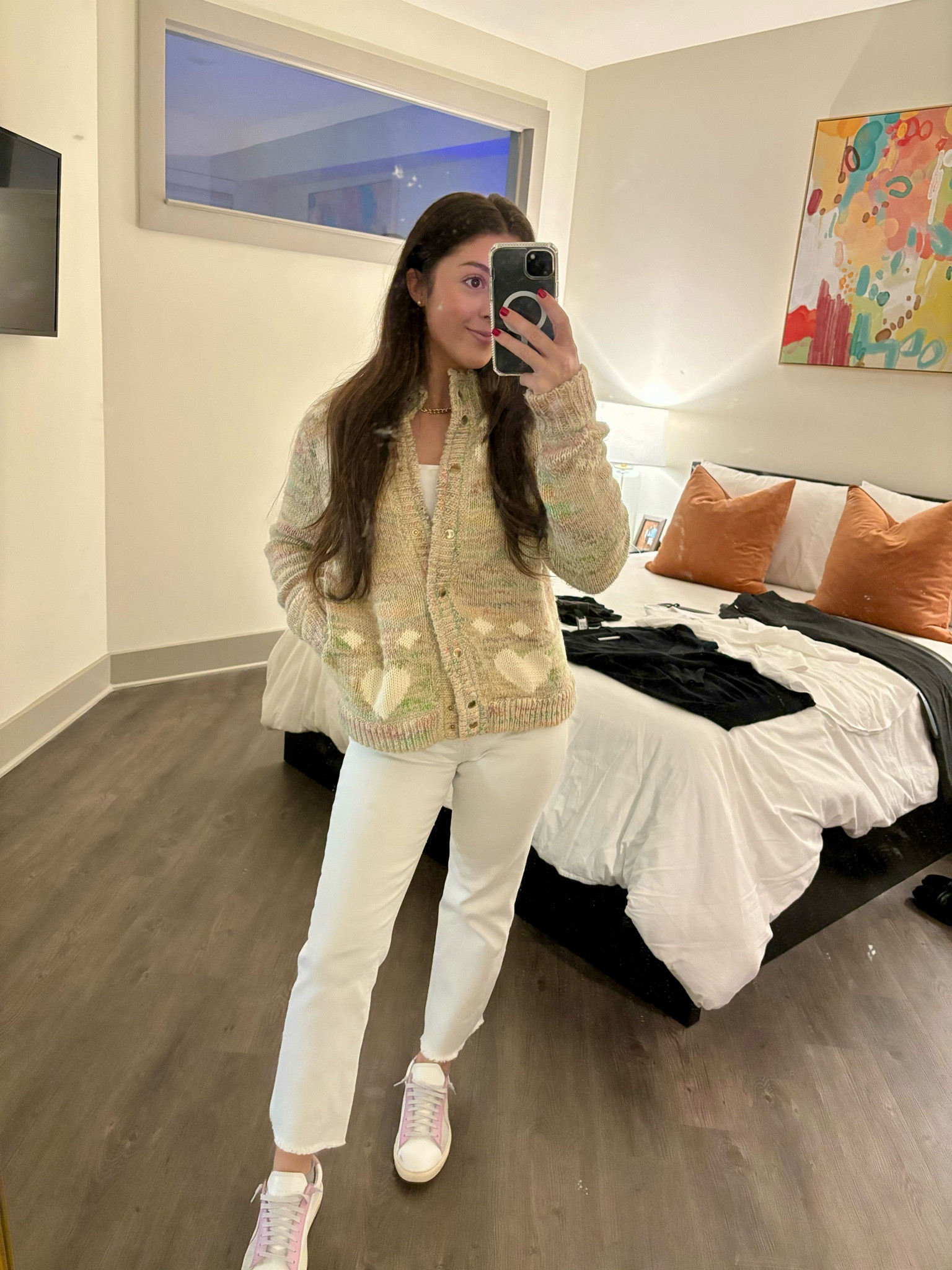 This LoveShackFancy Sweater is a dream, from RTR but linked from the site. Also linked my Jeans and similar Oliver Cabell shoes 🤍