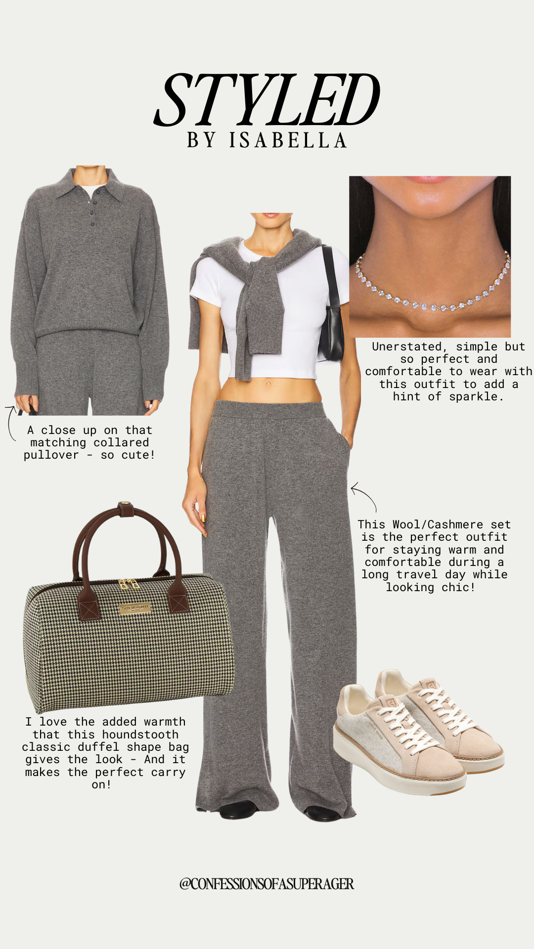 This is my go-to chic travel outfit when comfort and polish matter. 🤍
A cozy wool cashmere matching set that’s perfect for long flights, airport outfits, and everyday winter errands — warm, elevated, and effortlessly put together. I styled it with neutral sneakers, a classic duffel carry-on bag, and minimal gold jewelry for that timeless, quiet-luxury feel.

If you’re searching for comfortable travel outfits, matching lounge sets, airport style inspiration, or winter capsule wardrobe staples, this look checks every box. Everything is linked and ready to shop on LTK — easy pieces you’ll wear on repeat all season long.

Follow @confessionsofasuperager for more elevated everyday outfits, travel style, and comfortable chic fashion finds. ✨ 

 

#LTKootd #LTKSaleAlert #LTKTravel