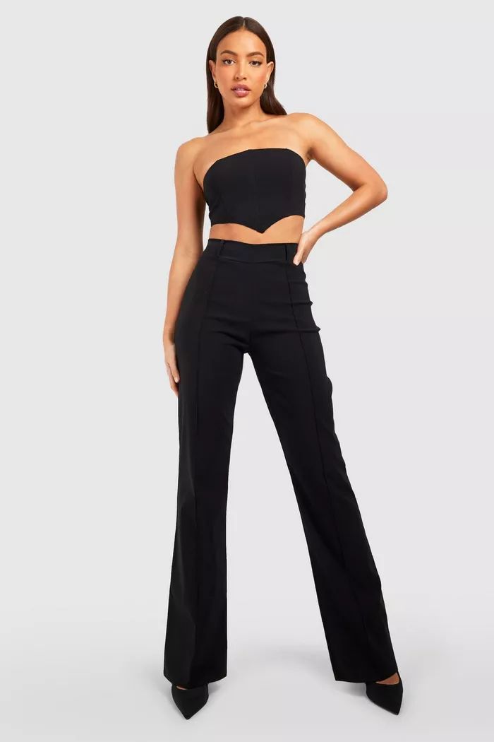 Tall Seam Detail Wide Leg Pants | Boohoo.com (US & CA)