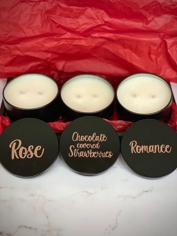 Valentine's Day Candle Trio - Scented Candles -FREE SHIPPING - Soy Wax - Candle Sampler - Rose - ... | Etsy (US)