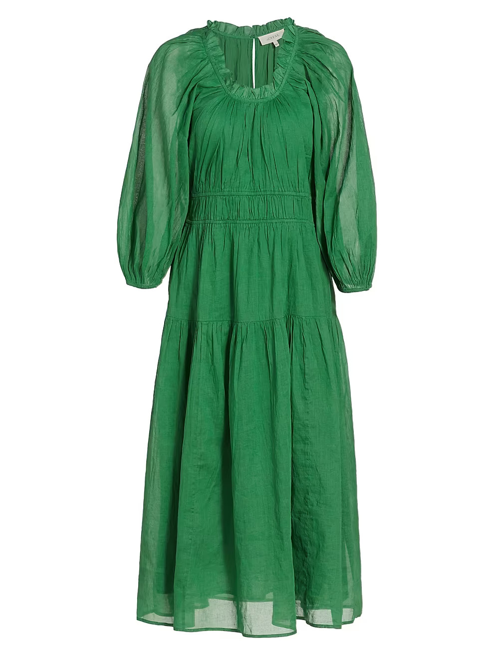 The Great Cotton Puff-Sleeve Midi-Dress | Saks Fifth Avenue