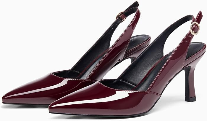 Rilista Women's Slingback Kitten Heels Closed Pointed Toe Backless Wedding Party Dress Pumps Shoes | Amazon (US)