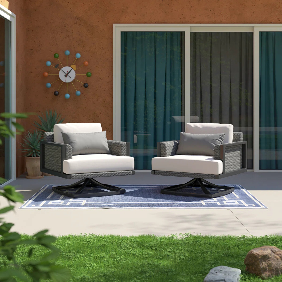 Layden Swivel Patio Chair with Sunbrella Cushions (Set of 2) | Wayfair North America