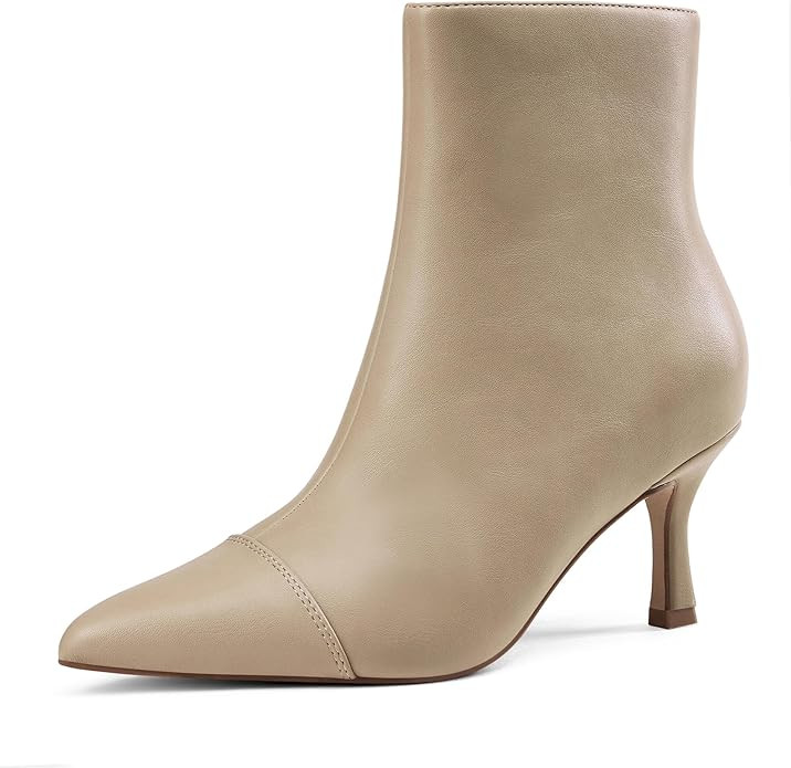 Elisabet Tang Ankle Boots Booties for Women Pointed Toe 3 Inches Heel Dress Comfy with Side Zippe... | Amazon (US)