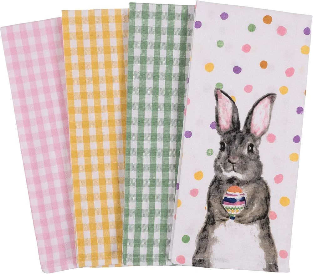 Pantry Kitchen Holiday Dish Towel Set of 4, 100-Percent Cotton, 18 x 28-inch (Easter Egg Bunny) | Amazon (US)