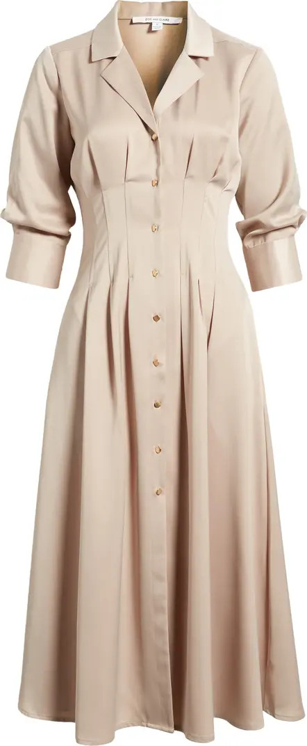 Pleat Midi Shirtdress | Nordstrom