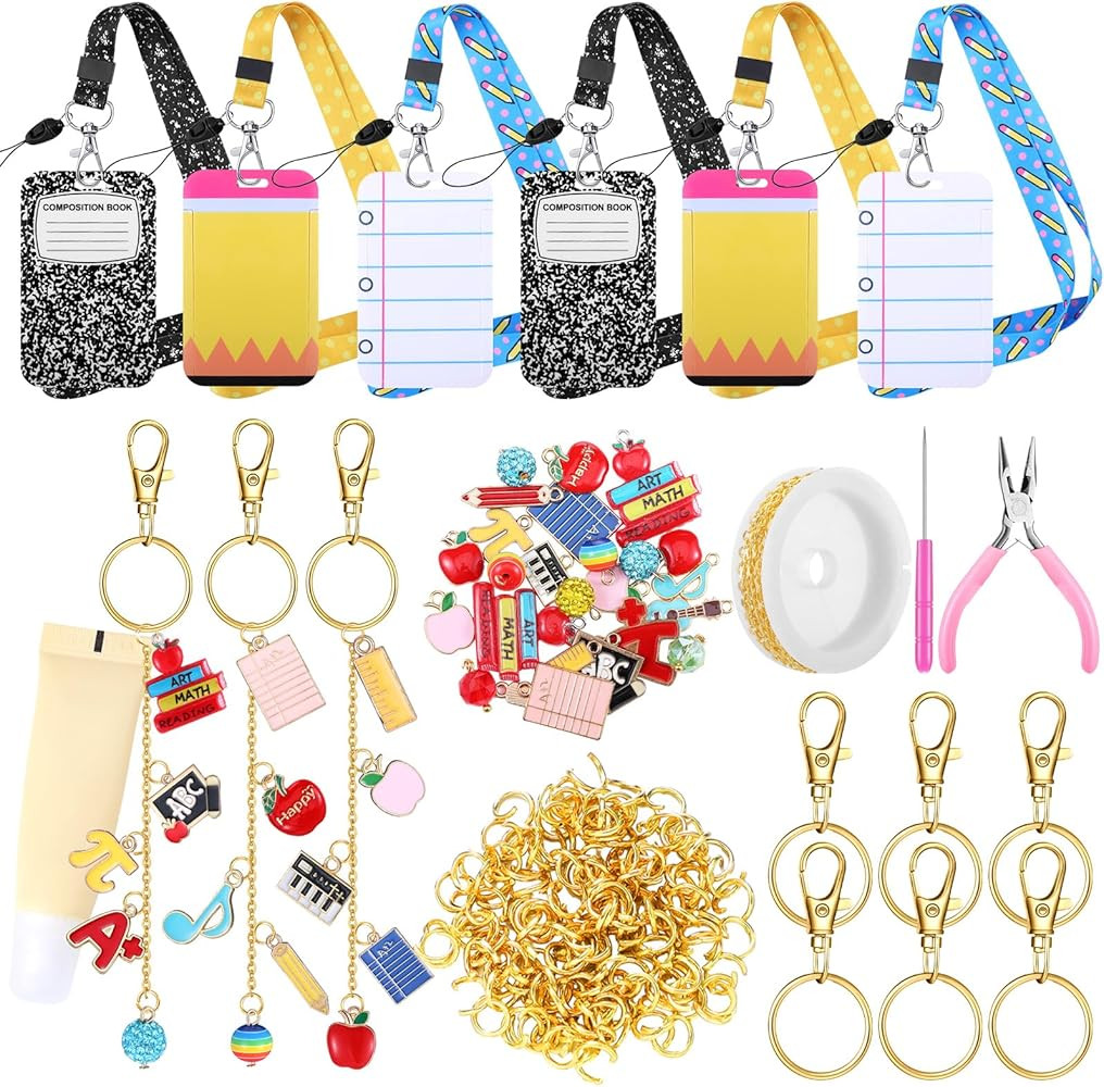 Nosiny 71 Pcs 6 Set Teacher Appreciation Gifts Charms Lip Gloss Keychain ID Badge Holder Thank Yo... | Amazon (US)