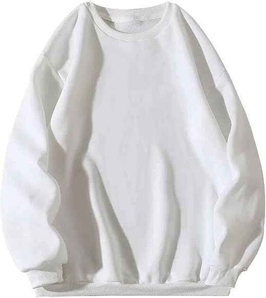 Meladyan Basic Solid Fleece Drop Shoulder Sweatshirt Oversized Premium Crewneck Long Sleeve Pullover | Amazon (US)