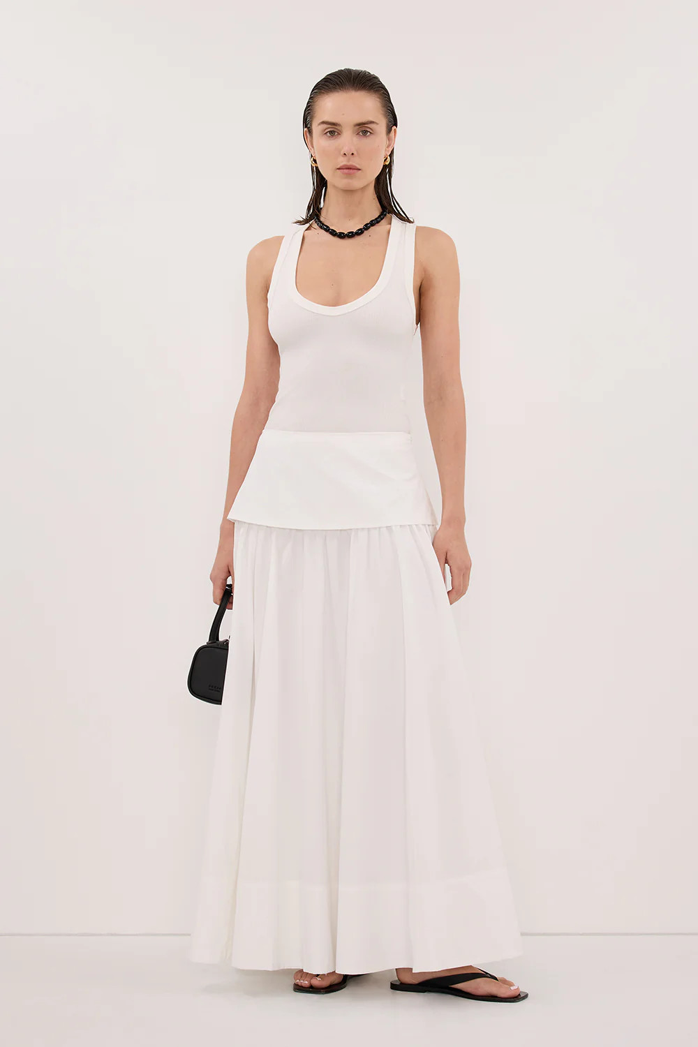 CLAIRE WHITE POPLIN MIDI SKIRT | DISSH