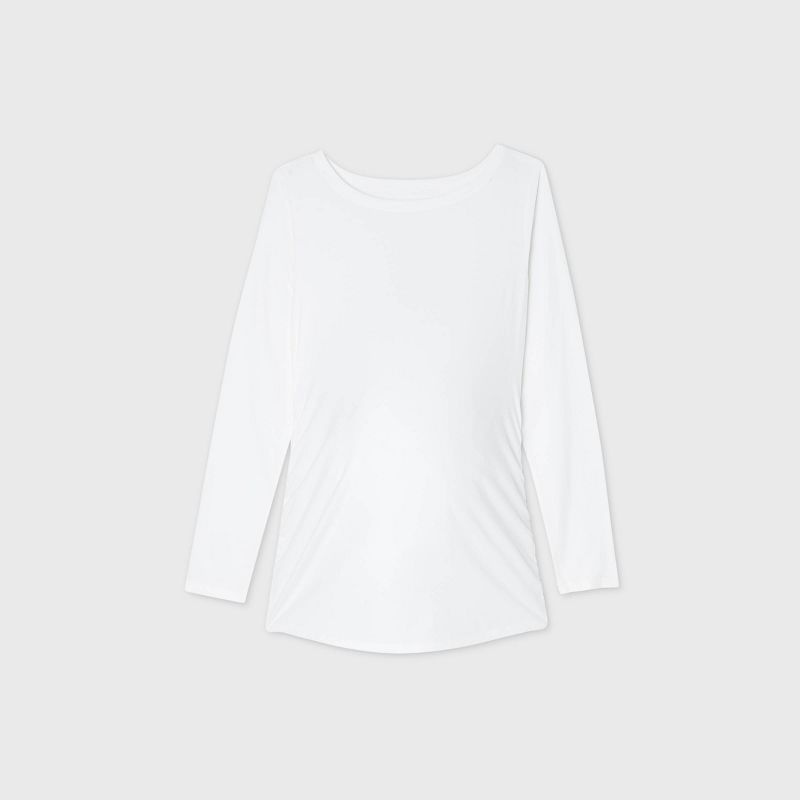 Long Sleeve Boat Neck Side Shirred Maternity T-Shirt - Isabel Maternity by Ingrid & Isabel™ | Target