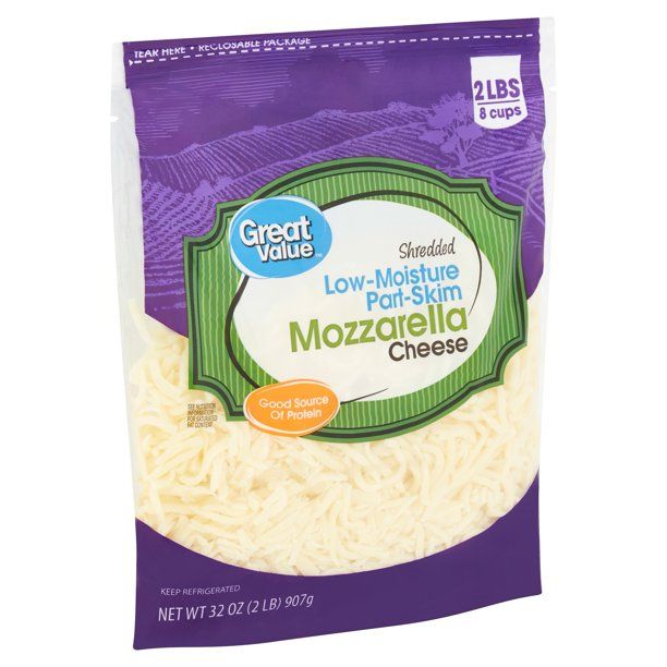 Great Value Shredded Low-Moisture Part-Skim Mozzarella Cheese, 32 oz - Walmart.com | Walmart (US)