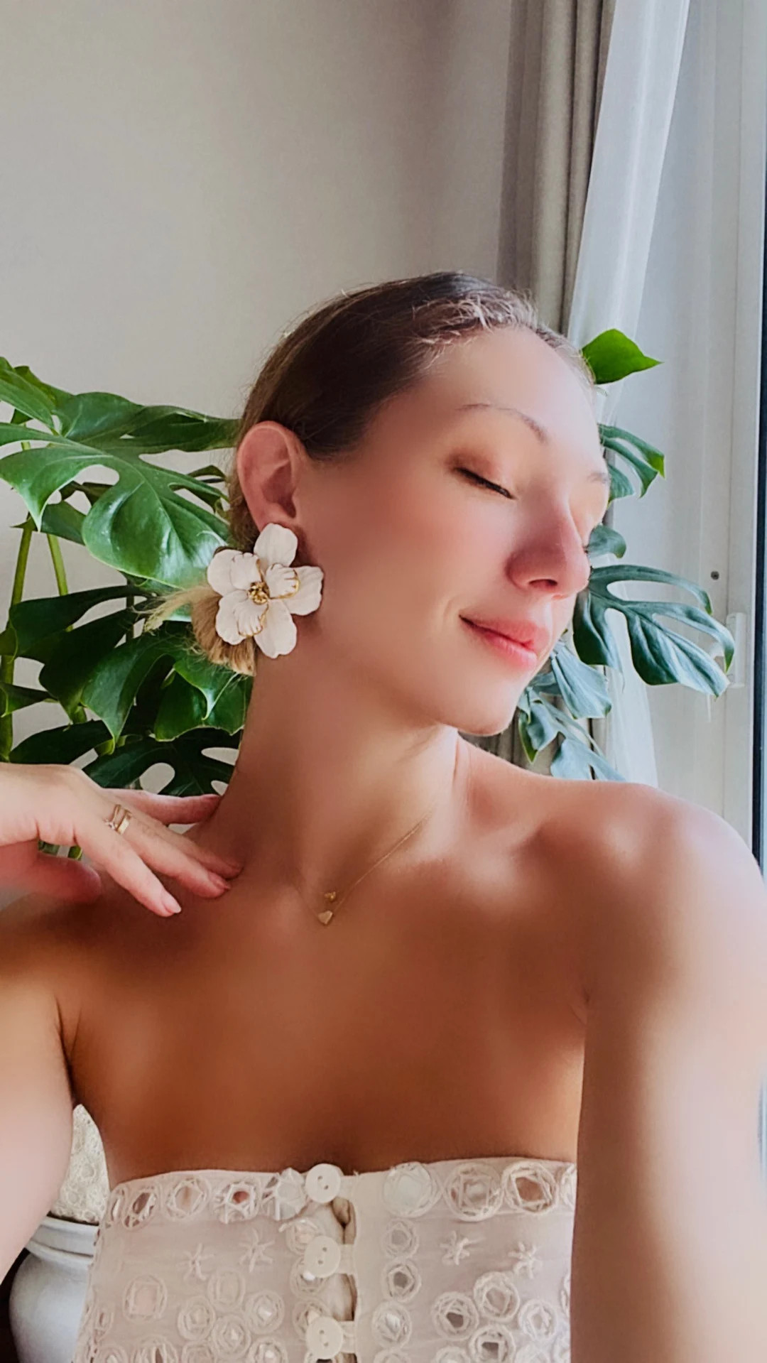 white flower clay earrings, big flower studs. gift for her. | Etsy (US)