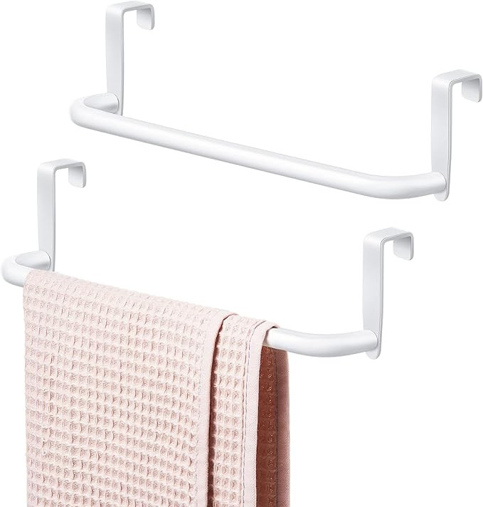 2 Pieces Metal Towel Bar Kitchen Cabinet Towel Rack Strong Steel Towel Bar Rack for Hanging on In... | Amazon (US)