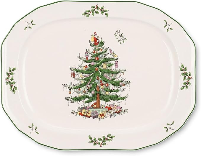 Spode Christmas Tree Sculpted Octagonal Platter, 14-Inch Holiday Serving Platter for Meats, Chees... | Amazon (US)