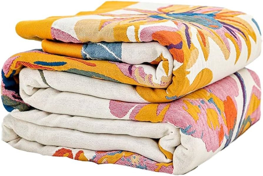 XIBLC Boho Throw Blanket, 100% Cotton Ultra Soft Luxury Throw Rustic Quilt, 50"x60" Floral Bird B... | Amazon (US)