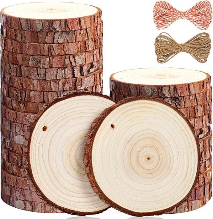 5ARTH Natural Wood Slices - 30 Pcs 3.5-4 inches Craft Unfinished Wood kit Predrilled with Hole Wo... | Amazon (US)