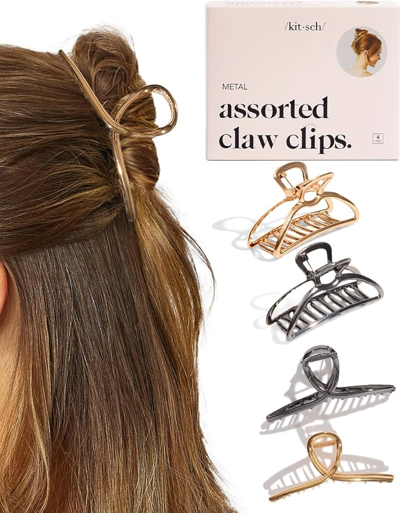 Kitsch Metal Hair Clips for Women - Durable & Elegant Metal Claw Clips, Perfect for Everyday Use ... | Amazon (US)