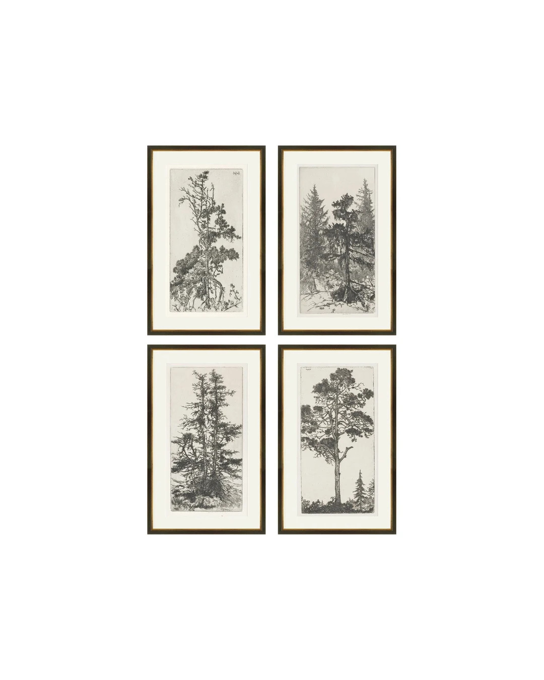 Set of 4 Trees Etchings, Vintage Trees Prints, Gallery Wall Vintage Art, Set of 4 Wall Art, Set o... | Etsy (US)