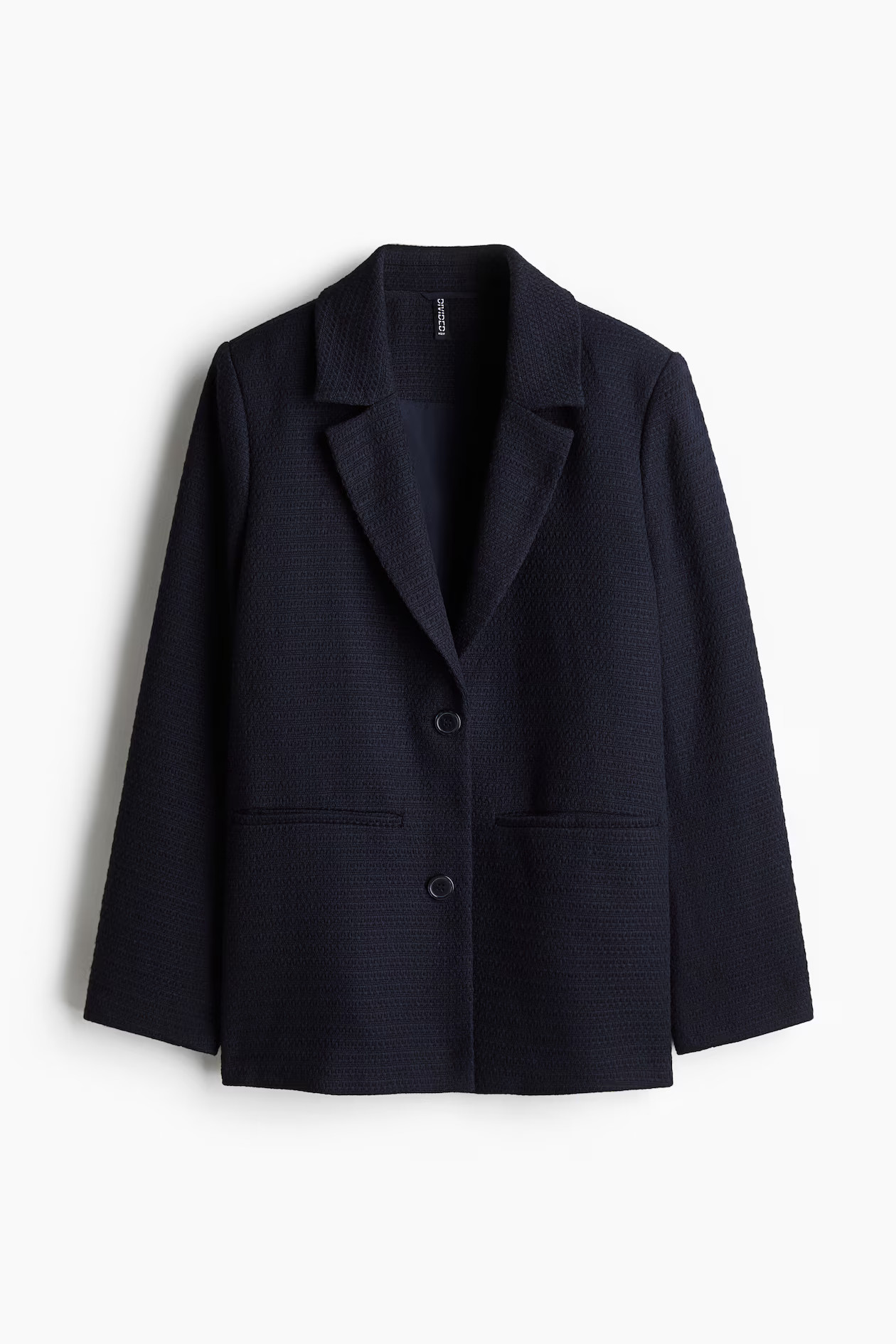 Textured-weave blazer - Navy blue - Ladies | H&M GB | H&M (UK, MY, IN, SG, PH, TW, HK)
