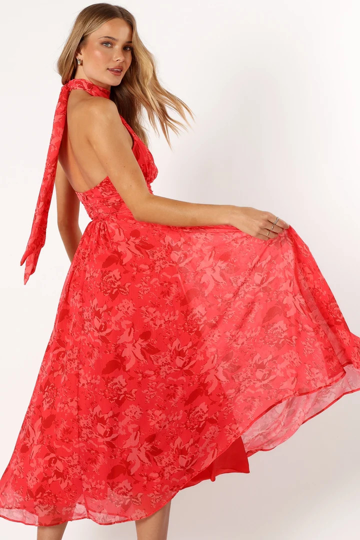 Primrose Halterneck Maxi Dress - Red Floral | Petal & Pup (US)