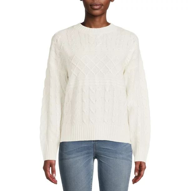 Time and Tru Women's Mixed Stitch Sweater - Walmart.com | Walmart (US)