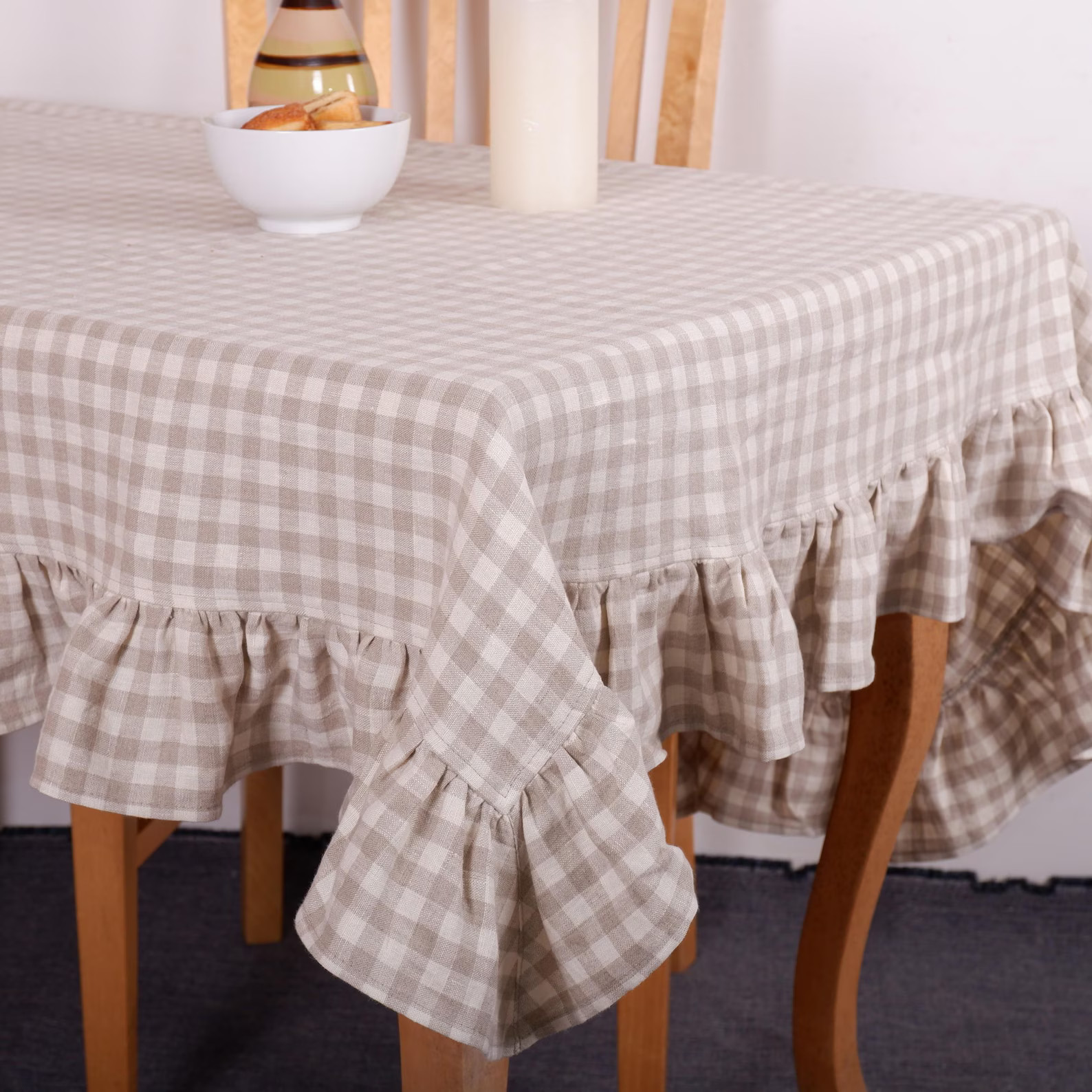 NATURAL gingham Linen tablecloth - custom size tablecloth checked linen tablecloth rustic  french... | Etsy (US)