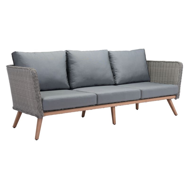 Zuo Modern 703913 Monaco 88" Wide Fabric Outdoor Sofa with Fade Resistant Cushio Natural / Gray Outd | Build.com, Inc.