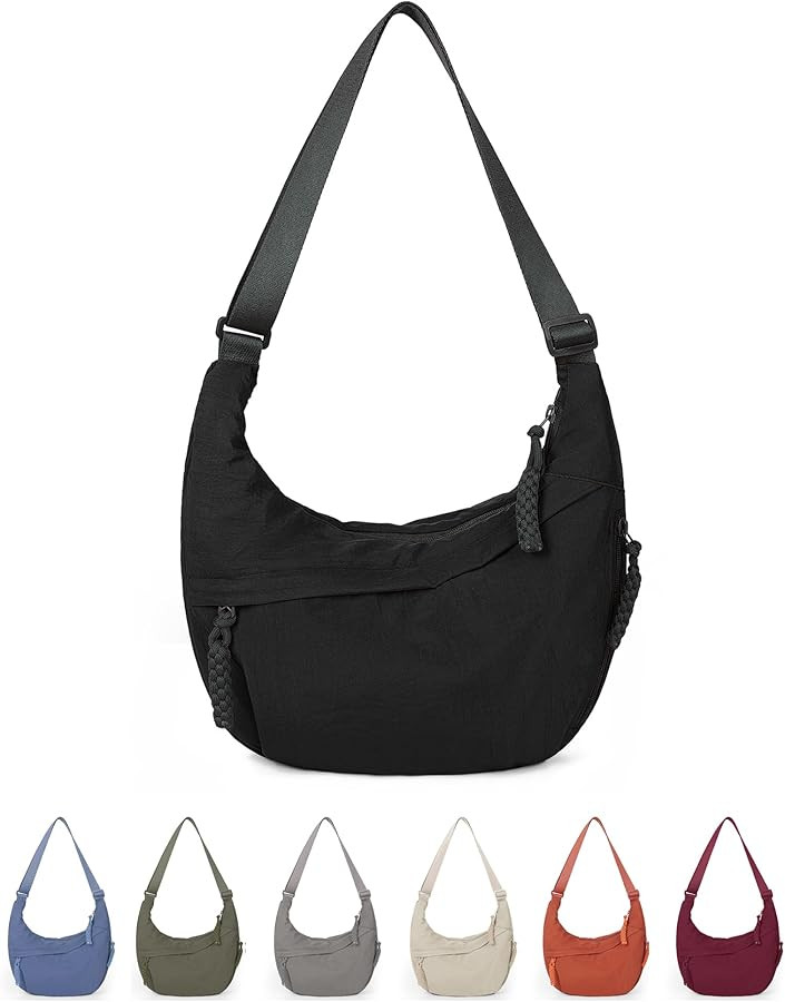 Lushandy Nylon Crescent Crossbody Luna Bag for Women - Moon Shoulder, Lightweight Sling, Casual H... | Amazon (US)