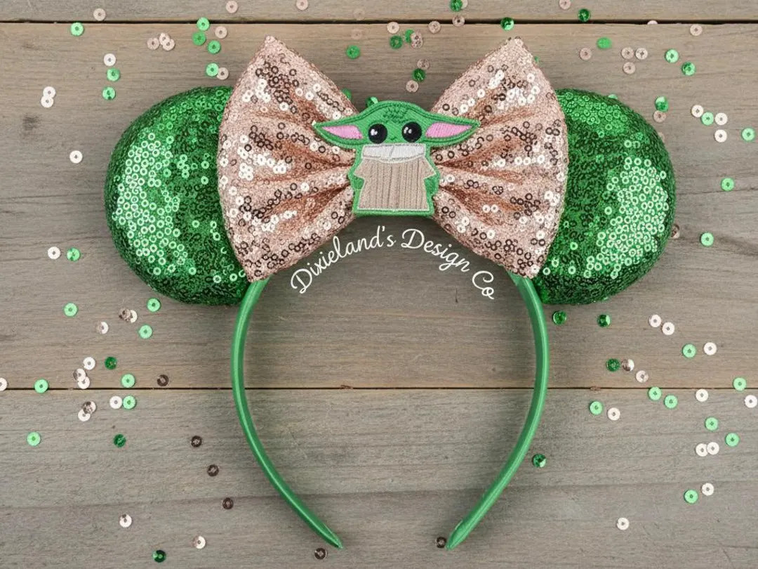 The child Grogu Magical Place Theme Park Mickey Headband Minnie Bow Mouse Ear Headband Halloween ... | Etsy (US)