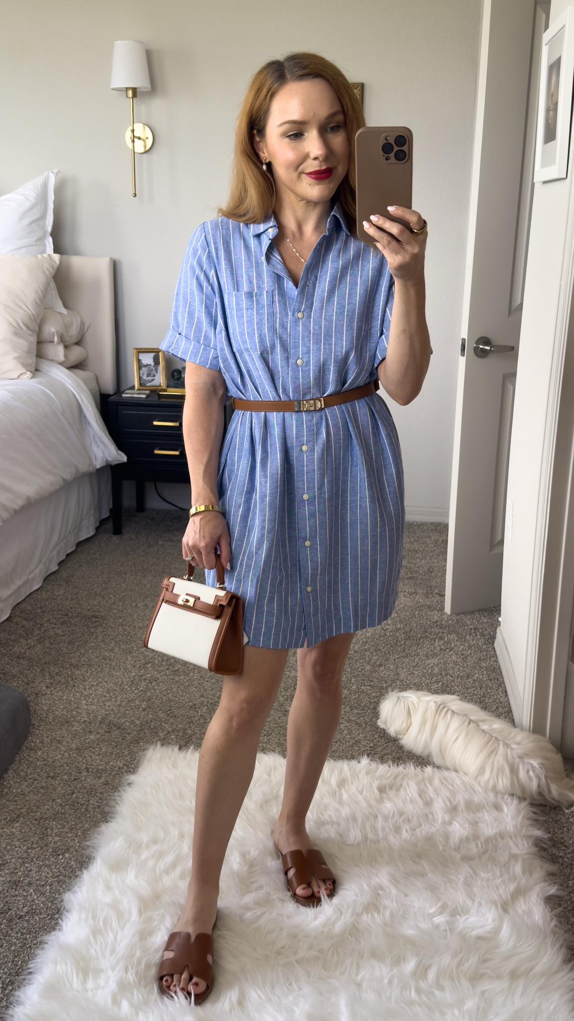 Classic blue and white stripe linen blend shirt dress on sale for 40% off available in petite sizes and 4 colors. I’m wearing size xs petite and chose to belt it to accentuate the waistline. The fabric feels soft and breathable, not stiff or scratchy. #petitestyle #classicstyle #oldnavy 

#LTKSummerEdit #LTKSaleAlert #LTKPetite