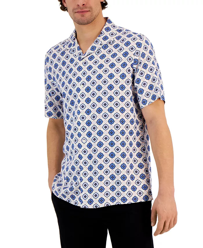 Men's Silk Medallion Shirt, Created for Macy's | Macys (US)