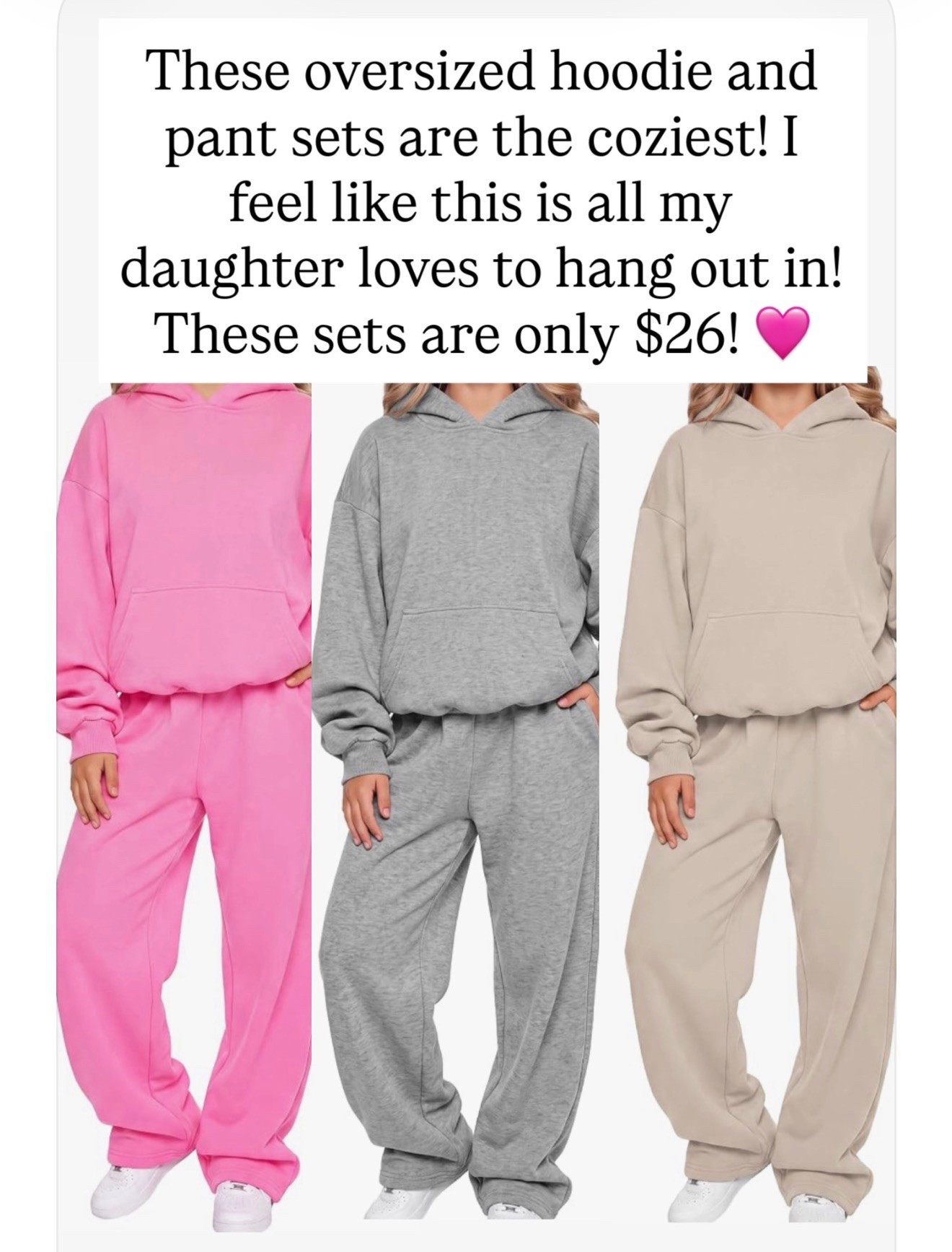 These oversized hoodie sets are adorable and they’re only $26 for girls

#LTKKids