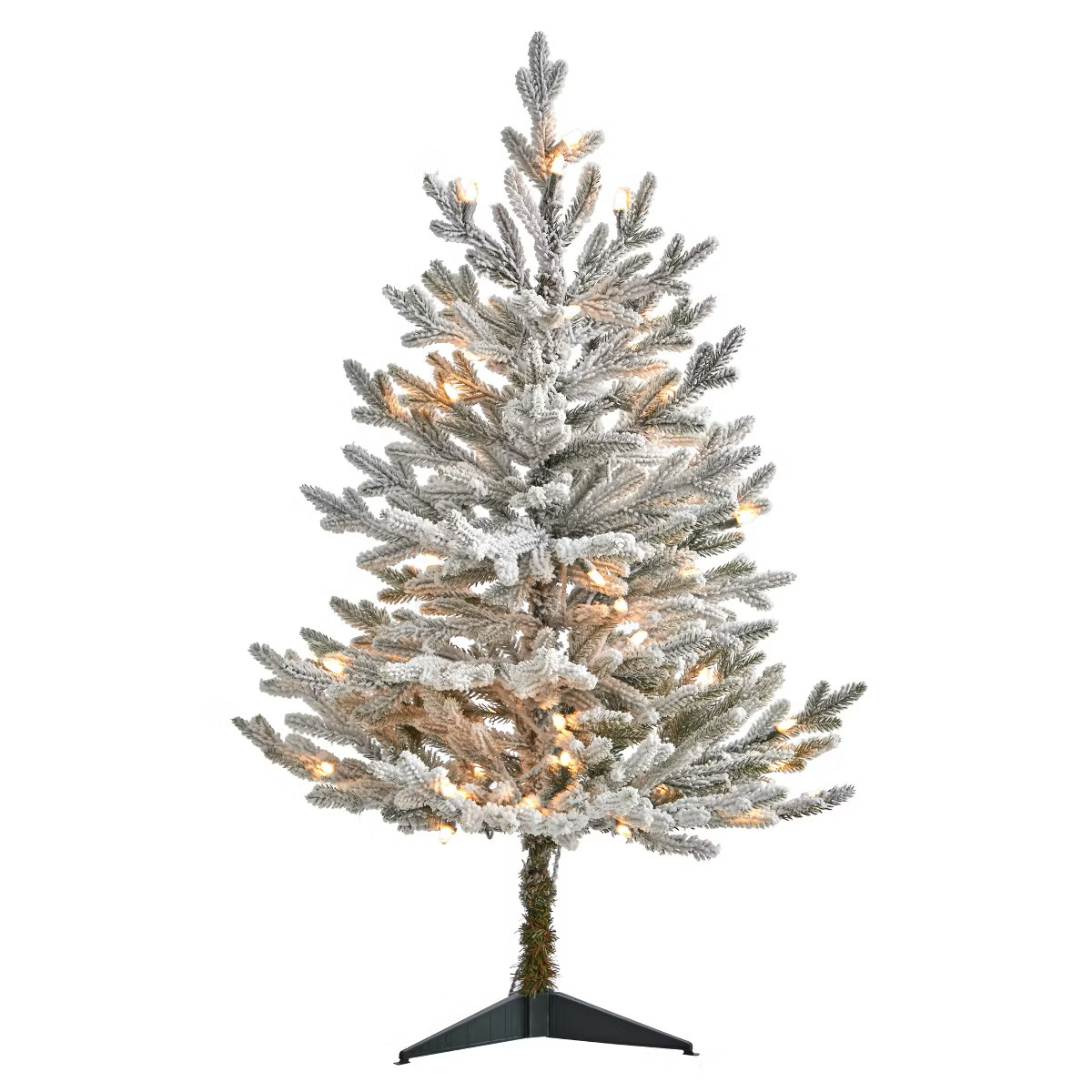 Nearly Natural 3-ft Flocked Fraser Fir Artificial Christmas Tree with 200 Warm White Lights and 4... | Target